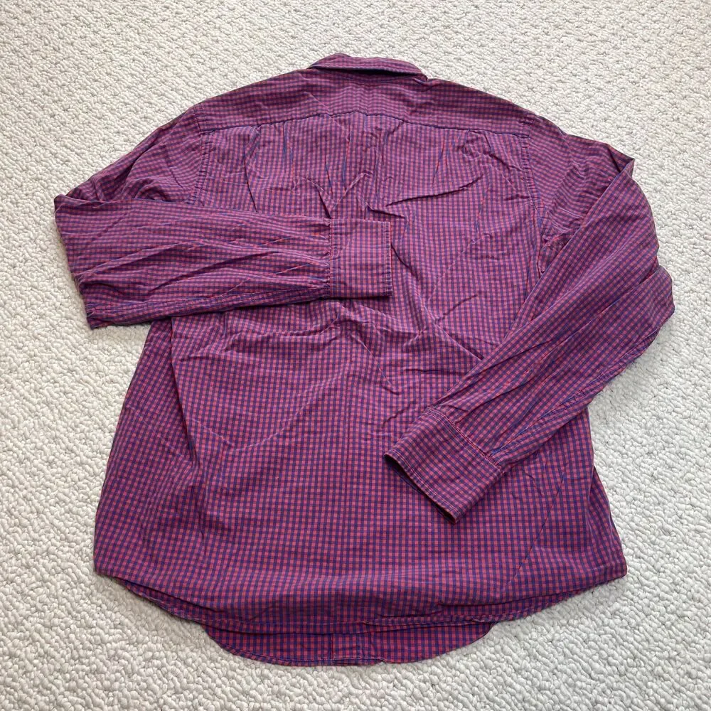 J.Crew Button Down Shirt Mens Medium Red Blue Plaid Slim Fit Long Sleeve Cotton